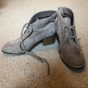 Lace up block heel ankle boots